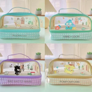 New Sanrio School Pencil Cases Kuromi Fashion Kawaii Cartoon Double Layer Capacity Student Stationery Storage Portable Cute Box