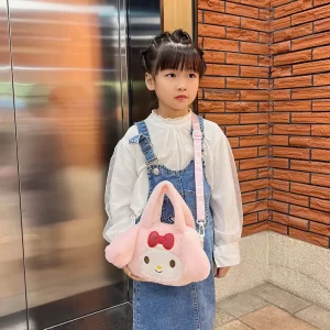 Sanrio Hello Kitty Kawaii Waist Bag Cartoon Cat Girl Fanny Pack Plush Cinnamoroll Cute Melody Embroidery Crossbody Bag Handbag