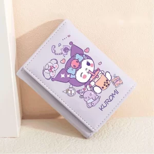 New Sanrio Cinnamoroll Woman Wallet Short Simple Kuromi Kawaii Purse Student Melody Card Holder Small Mini Wallet Money Clip