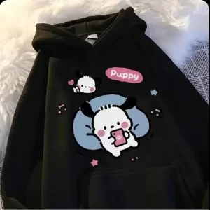 Pochacco Hoodie Cute Cartoon Pochacco Print Sweatshirt Preppy Style Loose Pullover for Men Women Goth Tops K Pop Clothes