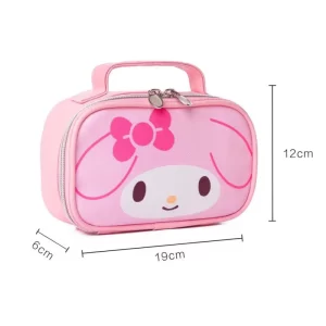 Sanrio Hello Kitty Kuromi Melody Cinnamoroll Kawaii Makeup Bag Women Children Fashion PU Leather Zip Pencil Cases Cosmetic Bag