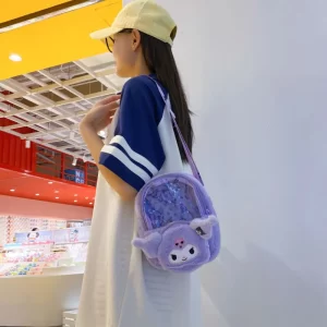 New Sanrio Hello Kitty Bag Cartoon Shoulder Bag Cinnamoroll Melody Crossbody Bag Female Soft Plush Cute Girl Style Messenger Bag