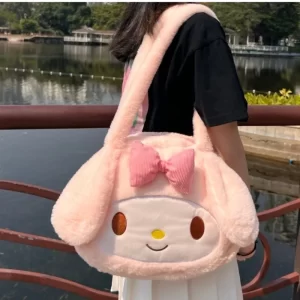 Sanrio Kuromi Melody Cinnamoroll Bags For Women 2023 Fashion Large Capacity Plush Kawaii Shoulder Bags Girl Y2k Cute Handbags