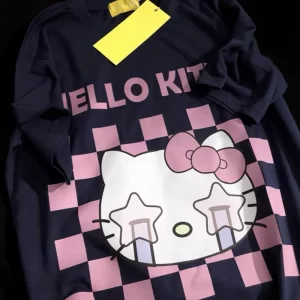 Sanrio Hello Kitty Kawaii Aesthetics Oversized T-shirt Women Y2k Graphic Short Sleeve Top Harajuku Korean Fashion Tees Clothes