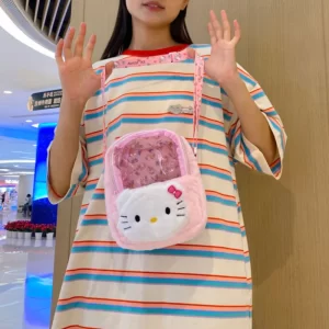 New Sanrio Hello Kitty Bag Cartoon Shoulder Bag Cinnamoroll Melody Crossbody Bag Female Soft Plush Cute Girl Style Messenger Bag