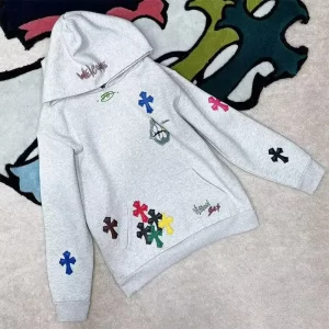 Hoodie Embroidered Colorful Cross Spring And Autumn Women'S 2024 New Popular Lazy Style Loose Plus Velvet Pullover Sweatshirt