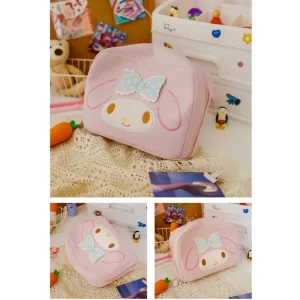 New Sanrio Hello Kitty Portable Makeup Bag Kuromi Cute Cartoon Stationery Bag Kawaii Travel Cosmetic Box School Pencil Cases