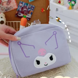 New Sanrio Hello Kitty Portable Makeup Bag Kuromi Cute Cartoon Stationery Bag Kawaii Travel Cosmetic Box School Pencil Cases