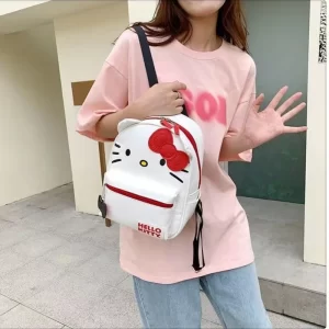 New Sanrio Hello Kitty Backpacks For Women Cartoon Student Light Shoulder Bag Anime Fashion Waterproof PU Cute Small Schoolbag