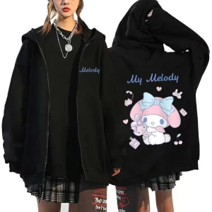 Essential Hoodies Women's Sale Cardigan Zipper Hoodies Sanrio Hello Kitty Kuromi Long Sleeve Women's Autumn and Winter Sweatshir