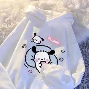 Pochacco Hoodie Cute Cartoon Pochacco Print Sweatshirt Preppy Style Loose Pullover for Men Women Goth Tops K Pop Clothes